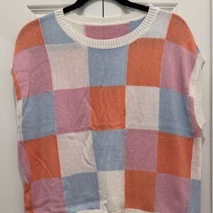 Colorful Checkered Women's Sweater